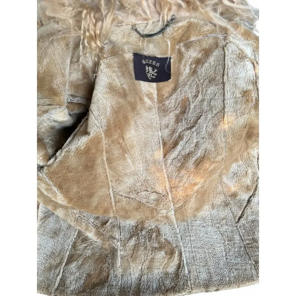 Vintage Guess Suede Jacket with Mongolian Fur Collar sz M - Picture 7 of 9